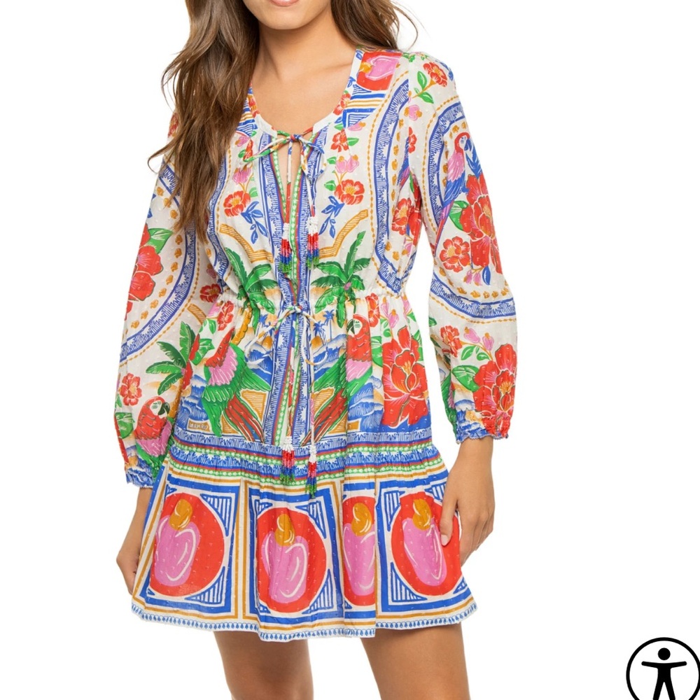 EUC FARM Rio Flowers Beach Mini Dress, Size XS